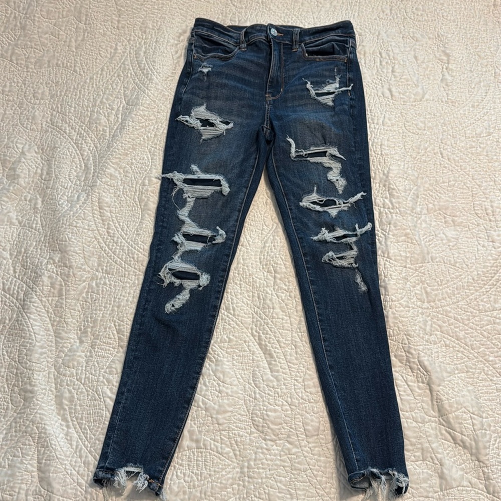 American Eagle Destroyed Dark Wash Jeggings